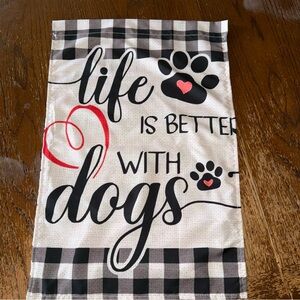 Garden Flag 12x8 Inch Double Sided Yard Flag “Life Is Better With Dogs”  New